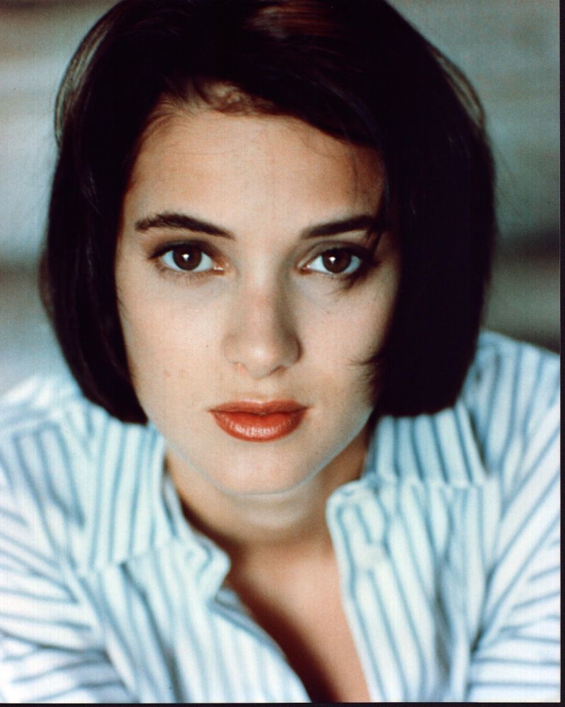 Winona Ryder in blue and white striped shirt photo print