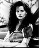 Geena Davis leaning on truck black and white photo print