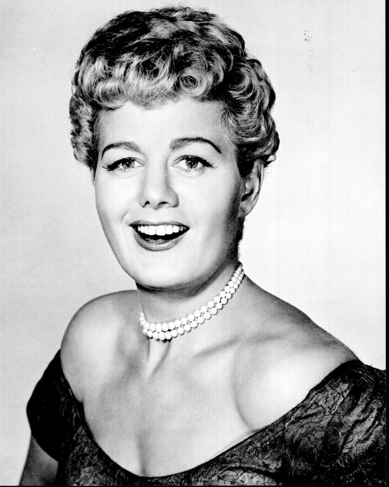 Shelley Winters black and white headshot in off shoulder dress photo print