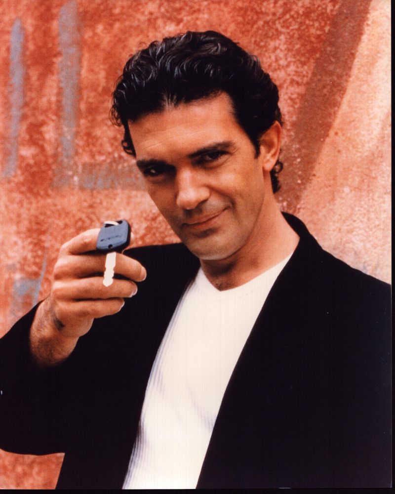 Antonio Banderas holding car key photo print for collectors.