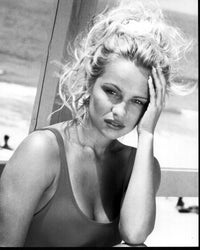 Pamela Anderson close-up black and white photo print.