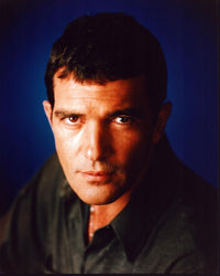 Antonio Banderas headshot photo print with blue background