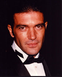 Close-up photo print of Antonio Banderas in tuxedo and bowtie