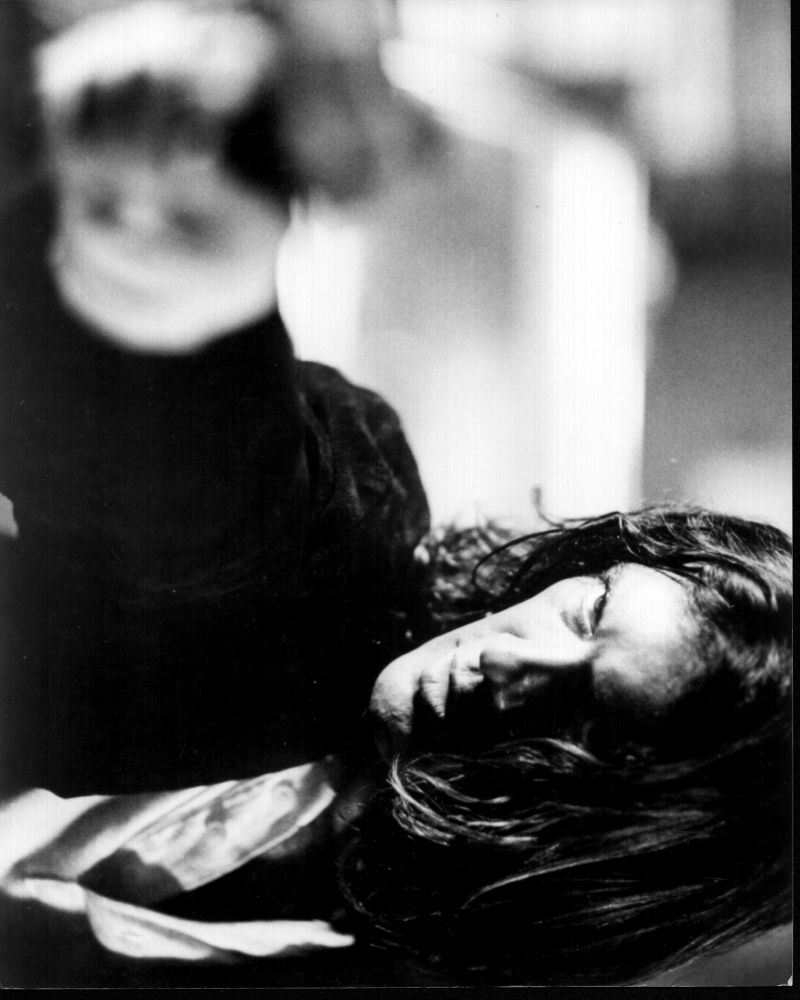 Antonio Banderas Desperado black and white photo print featuring the actor pointing a gun.
