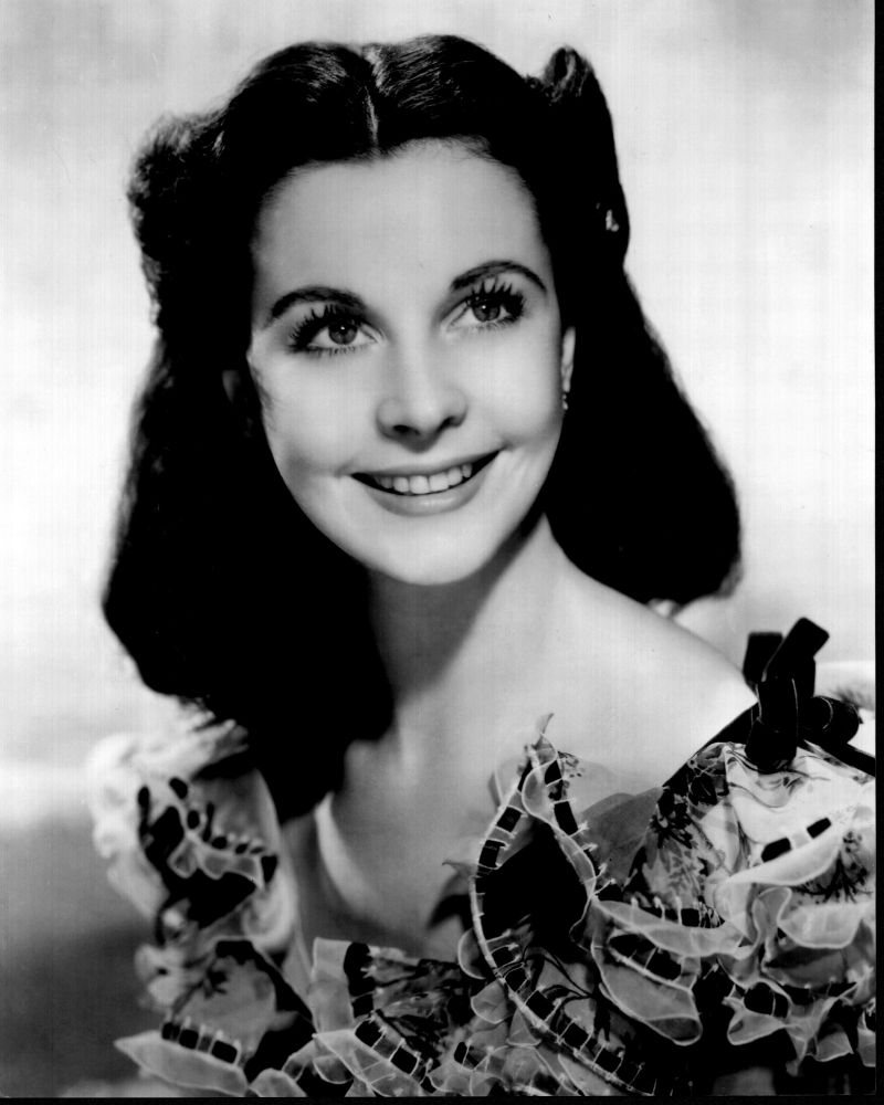 Vivien Leigh smiling black and white photo print from Gone With The Wind.