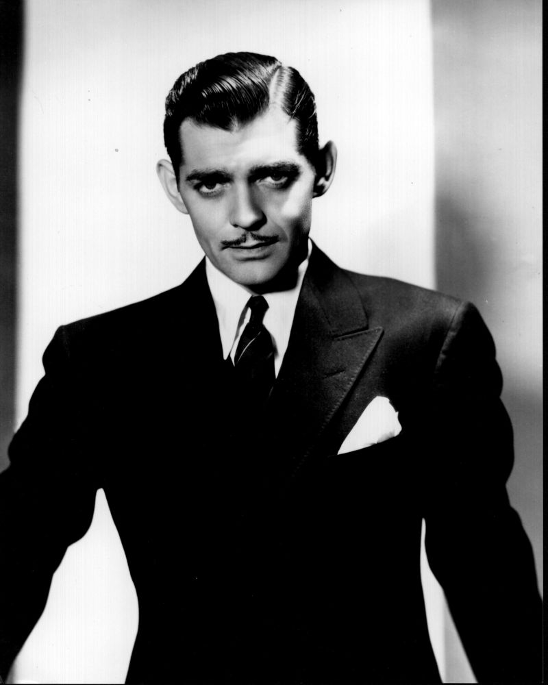 Clark Gable classic black and white photo print in a suit with pocket square.