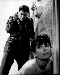 Black and white photo print of Alan Arkin and Audrey Hepburn in Wait Until Dark.