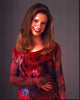 Andrea Barber photo print in red and black top