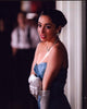 Oona Chaplin in a blue strapless gown and white gloves - Photo Print