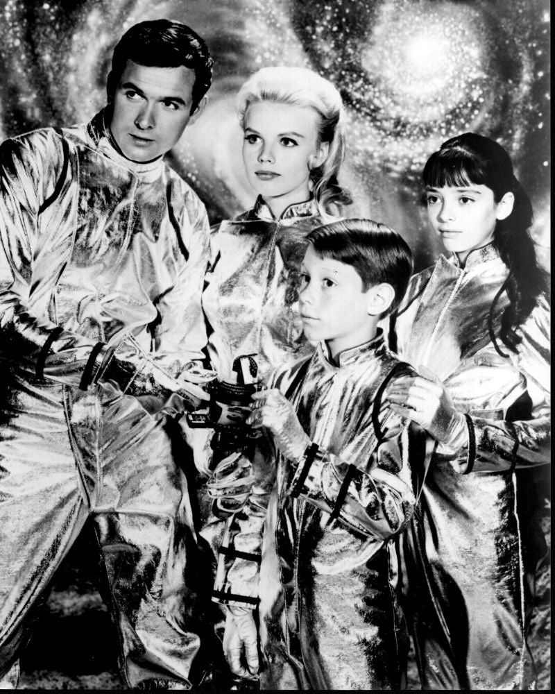 Lost In Space Group in Space Suits Black and White Photo Print