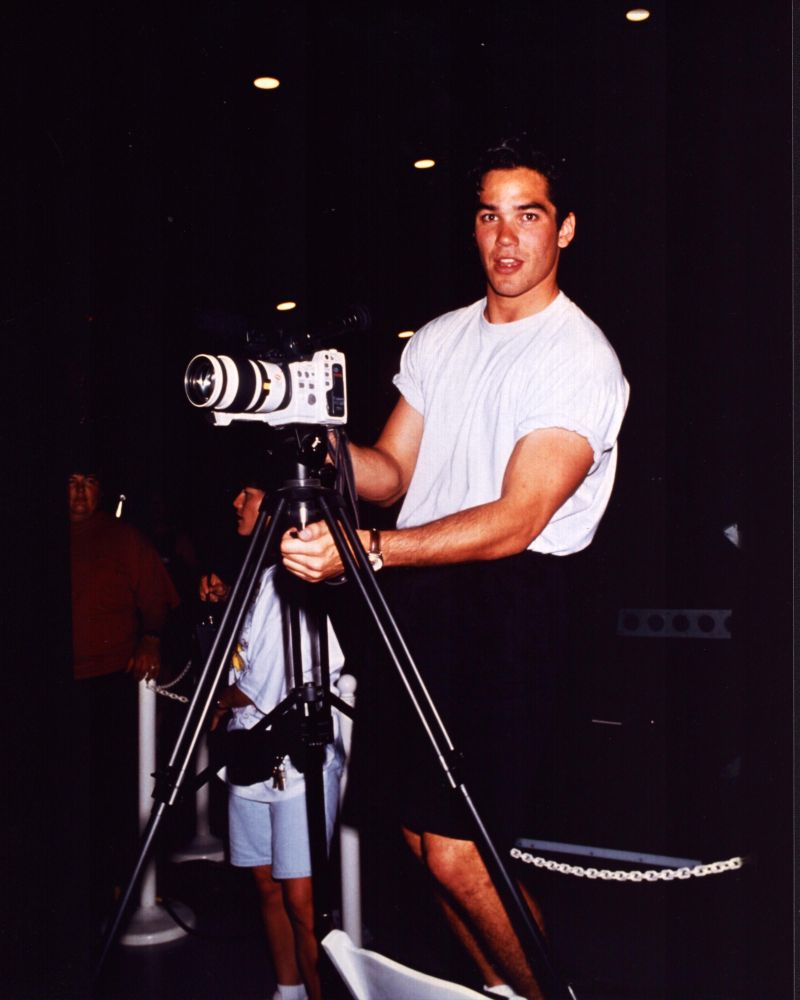 Dean Cain photo print featuring camera on tripod, perfect for decor.