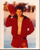 Billy Warlock Baywatch photo print posed with lifeguard float.