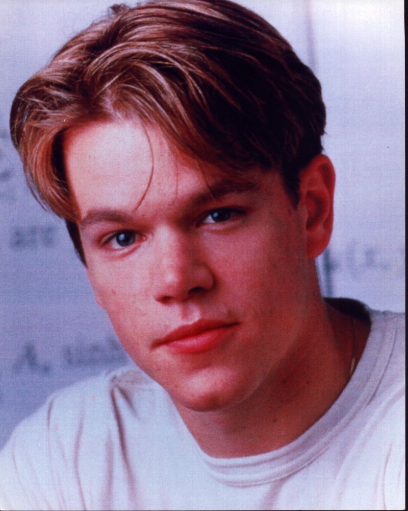 Matt Damon headshot photo print in white shirt, perfect for decor.