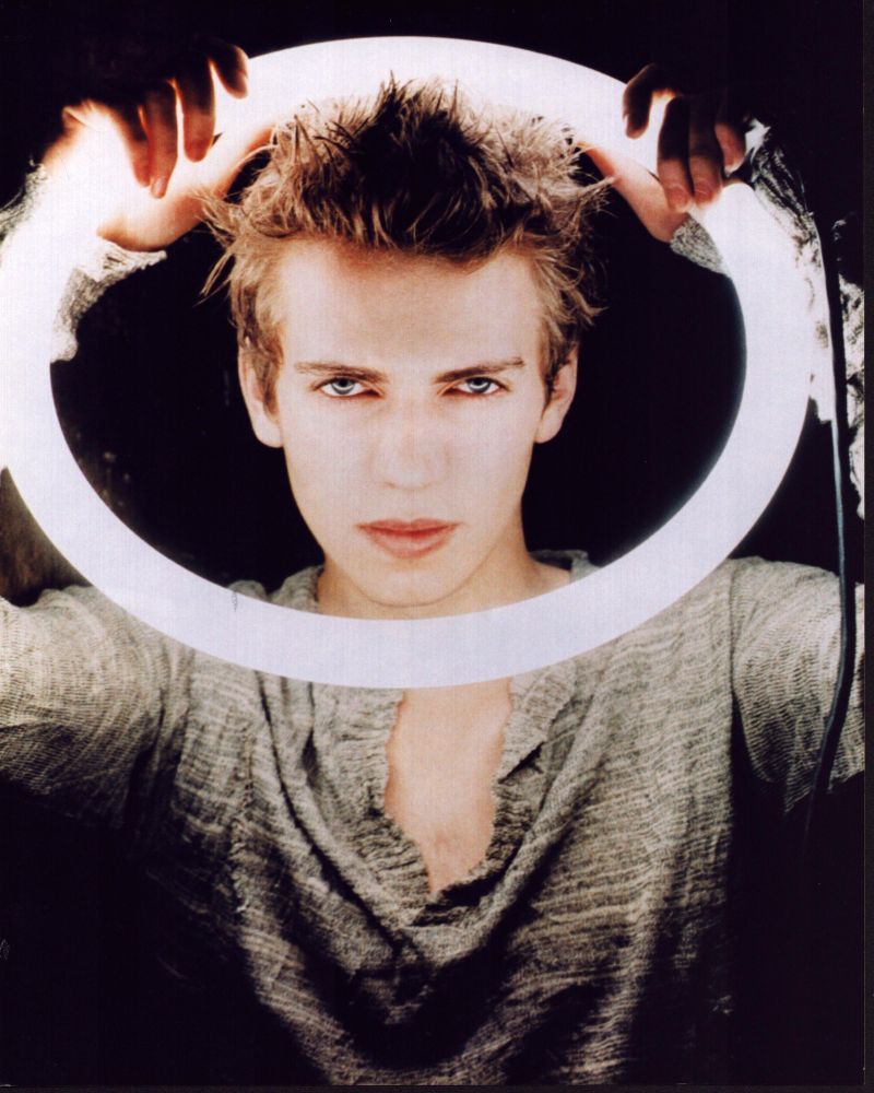 Hayden Christensen photo print with ring light effect, showcasing cinematic artistry.