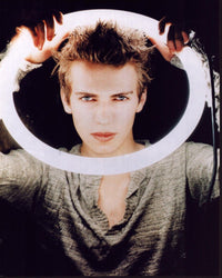 Hayden Christensen photo print with ring light effect, showcasing cinematic artistry.