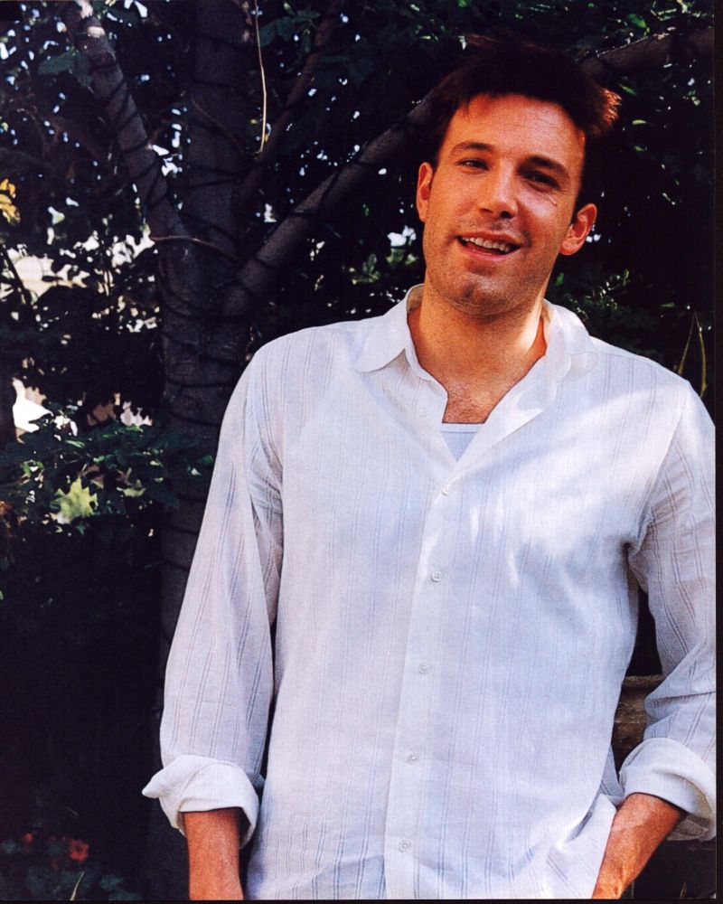 Ben Affleck photo print in white button down top, celebrity photography.