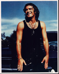 Antonio Banderas photo print smiling in black tank top and sequin pants