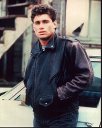 Steven Bauer leaning on a classic car photo print