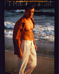 Jim Davidson open shirt beach photo print