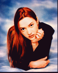 Kate Winslet headshot photo print with head on hand, classic portrait.