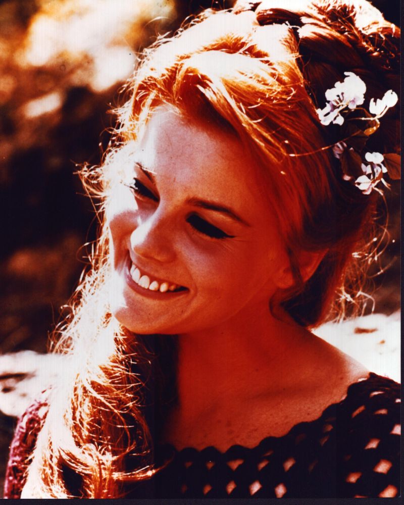 Ann-Margret smiling with flowers in her hair photo print.