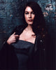 Charlotte Best photo print in leather jacket