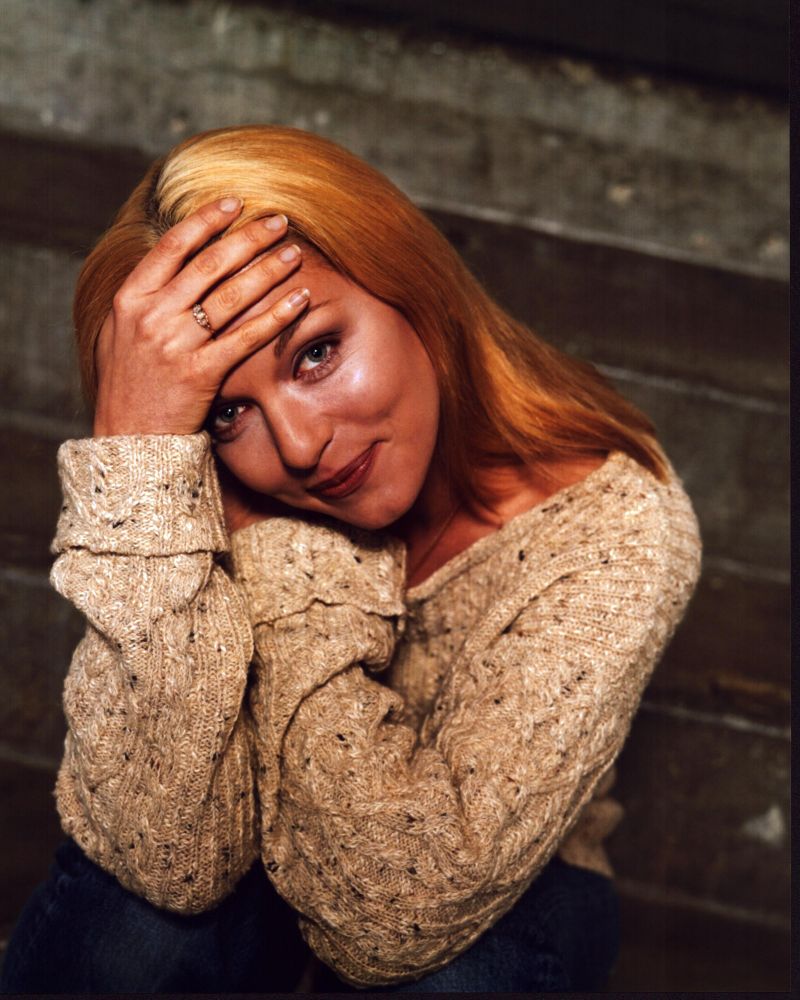 Sheryl Lee Sitting in Brown Sweater Photo Print