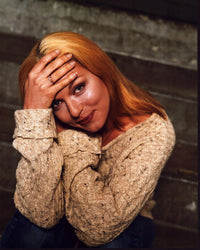 Sheryl Lee Sitting in Brown Sweater Photo Print