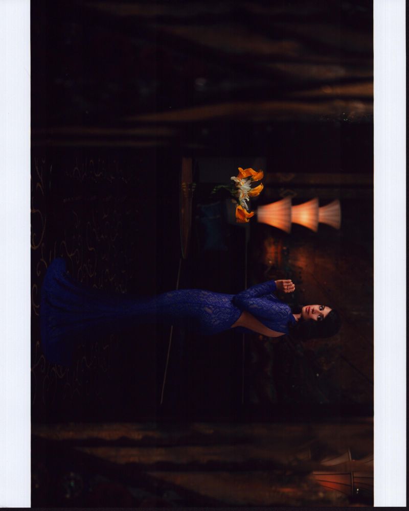 Diane Guerrero in blue lace gown photo print