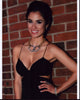 Diane Guerrero photo print in black cut out dress, elegant and stylish.
