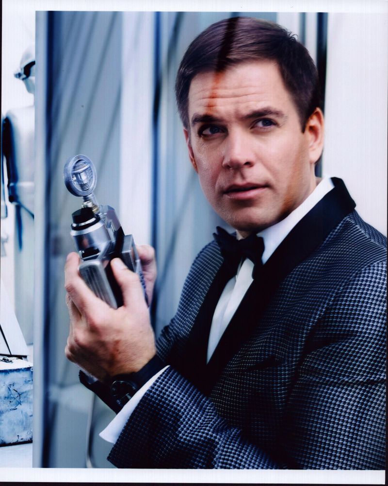 Michael Weatherly photo print in suit holding a camera