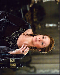 Megan Follows wearing a velvet dress in a photo from Reign.