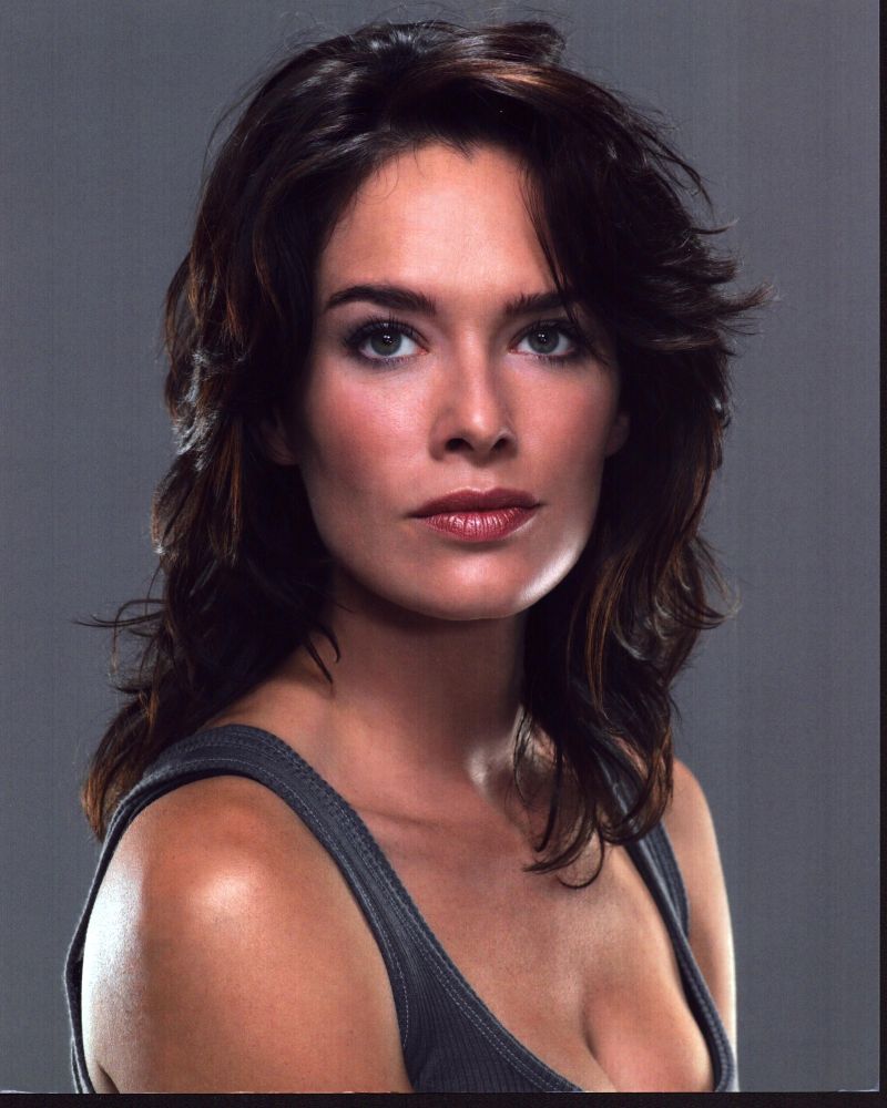 Lena Headey headshot photo print in gray tank top