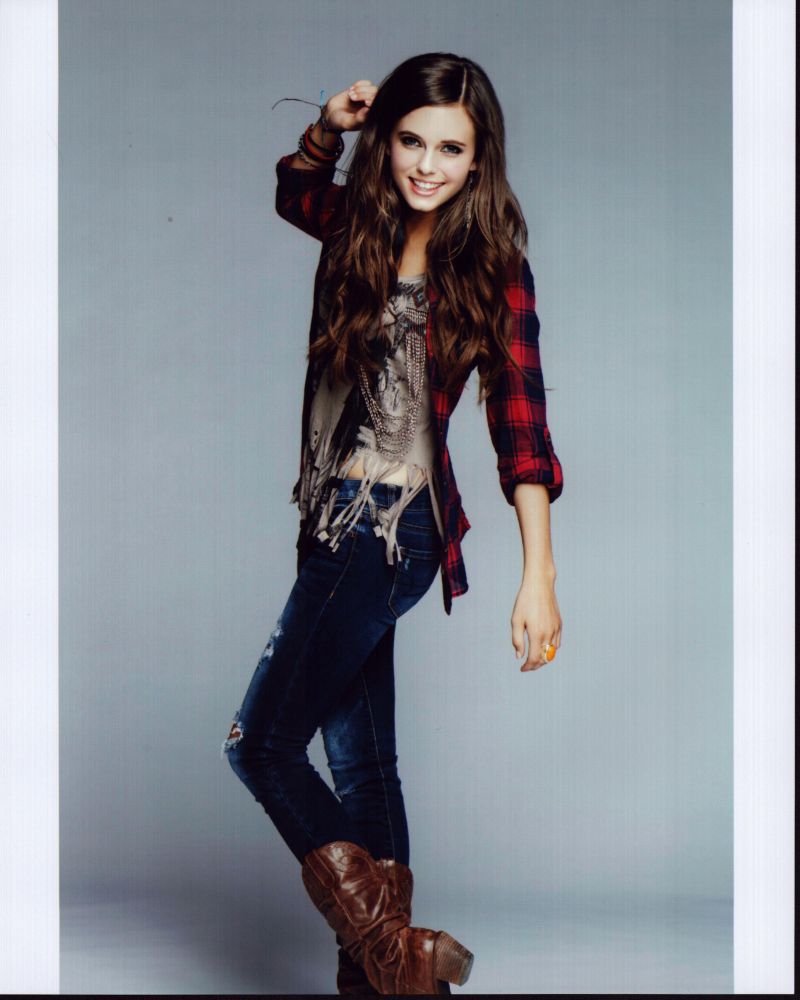 Tiffany Alvord photo print in jeans and flannel shirt.