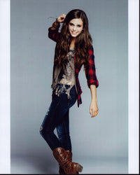 Tiffany Alvord photo print in jeans and flannel shirt.