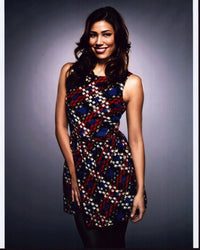 Michaela Conlin in Red and Blue Dress Photo Print