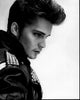 Luke Grimes black and white photo print in leather jacket.