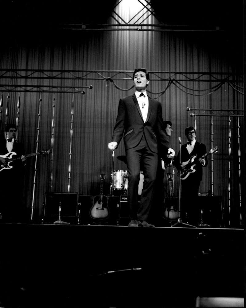 Cliff Richard Singing On Stage Black and White Photo Print