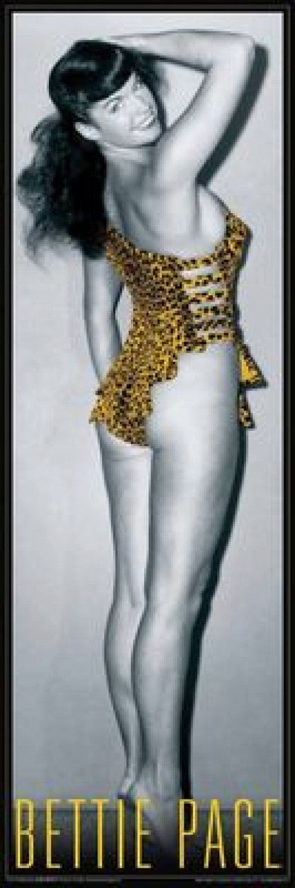 Bettie Page Leopard Door Poster Print - 12x36