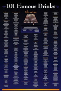 101 Famous Drinks Shooters Poster Print - 24x36
