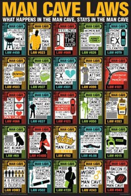 Man Cave Laws Poster Print - Perfect for Home or Office