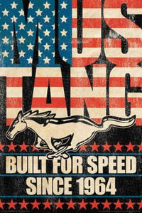 Ford Mustang Built for Speed Poster showcasing a high-speed car aesthetic.