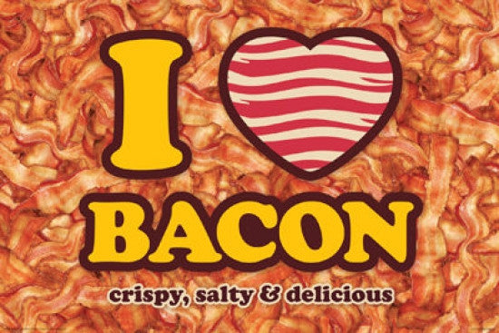 I Heart Bacon Poster Print - Fun Food Décor for Home & Office
