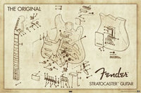 Fender Stratocaster Diagram Rolled Poster Print 24x36