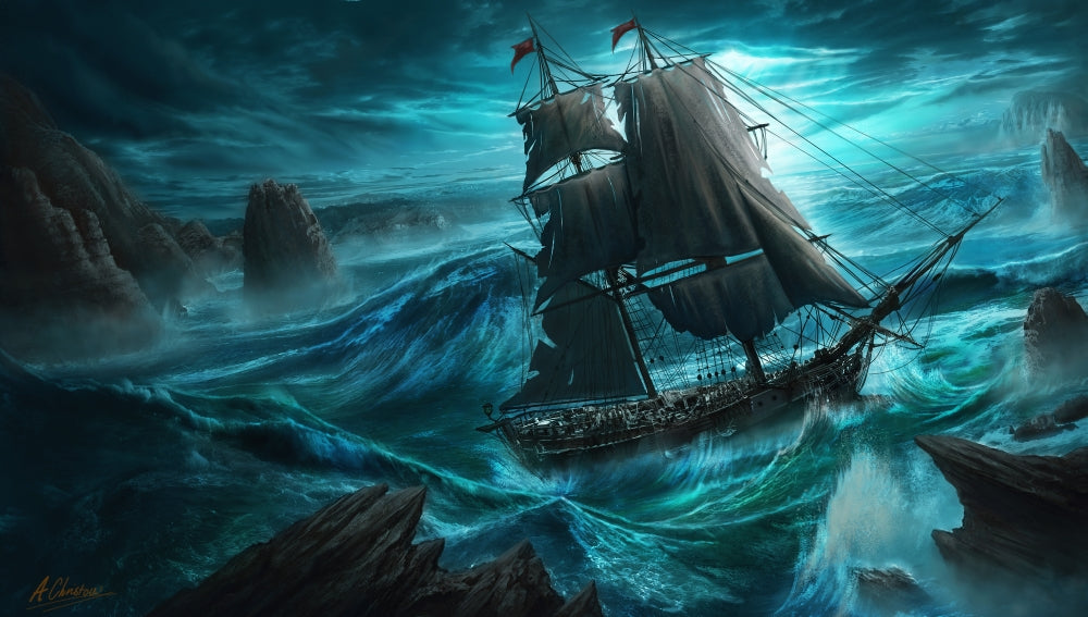 Dangerous Seas Poster Print by Anthony Christou featuring turbulent ocean waves.