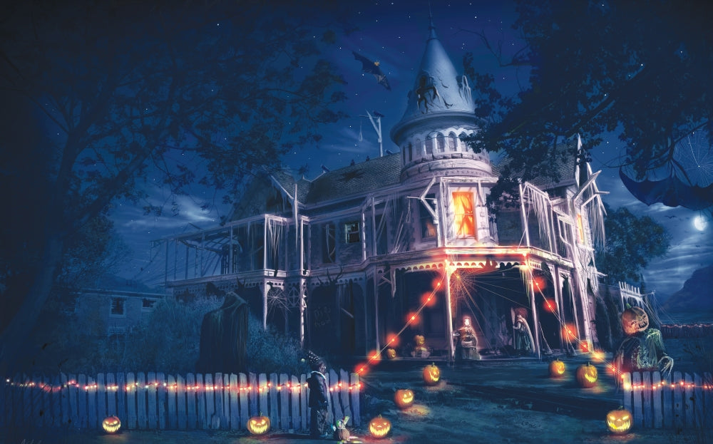 Halloween Poster Print by Anthony Christou showcasing vibrant colors and spooky imagery.