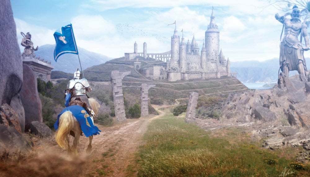 Knights Journey Poster Print by Anthony Christou showcasing a fantasy scene.
