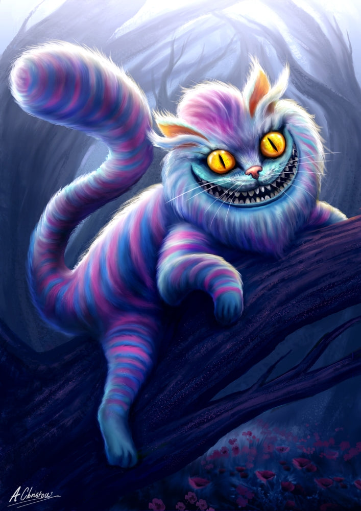 Chesshire Cat Poster Print by Anthony Christou showcasing vibrant colors and whimsical design.