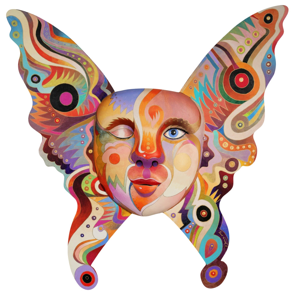 Butterfly Mask Poster Print by Bob Coonts, vibrant butterfly design, 12x12.