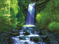 Waterfall B Poster Print by Jeff Maraska showcasing a cascading waterfall and lush greenery.